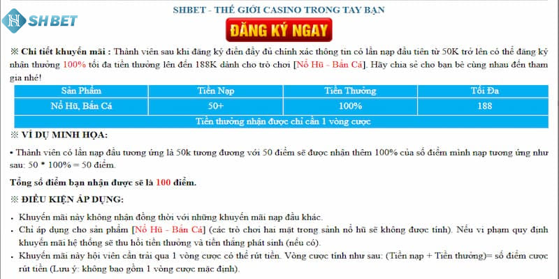 Hướng dẫn các bước tham gia ưu đãi tặng 100% bắn cá - nổ hũ